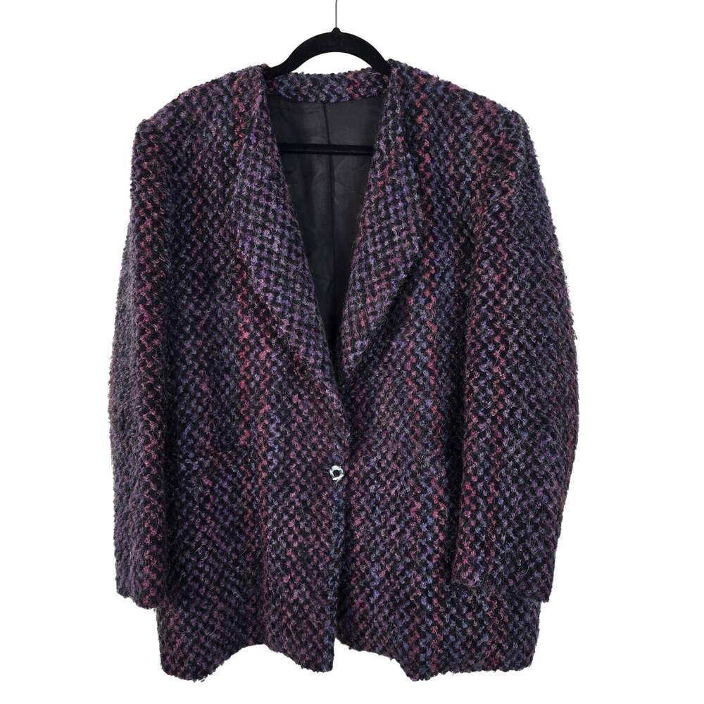 Vintage WLBW Blazer Women's 16 Purple Pink Mohair Blend Boucle Career Office